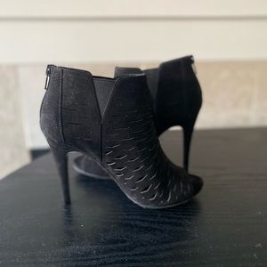 Black Suede Open Toe Heel, Size 6, worn once